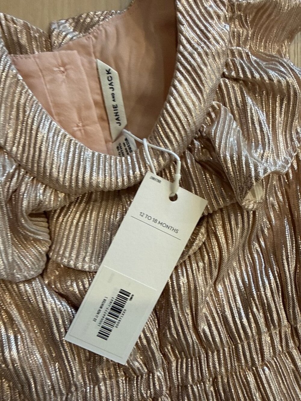NWT Janie and Jack Dress 12-18M Rose Gold - Picture 4 of 6